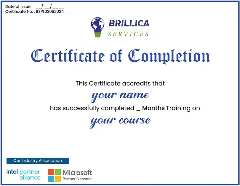 brillica services certificate image